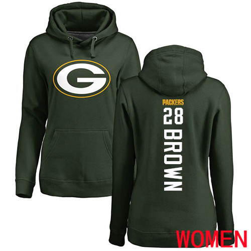 Green Bay Packers Green Women #28 Brown Tony Backer Nike NFL Pullover Hoodie Sweatshirts